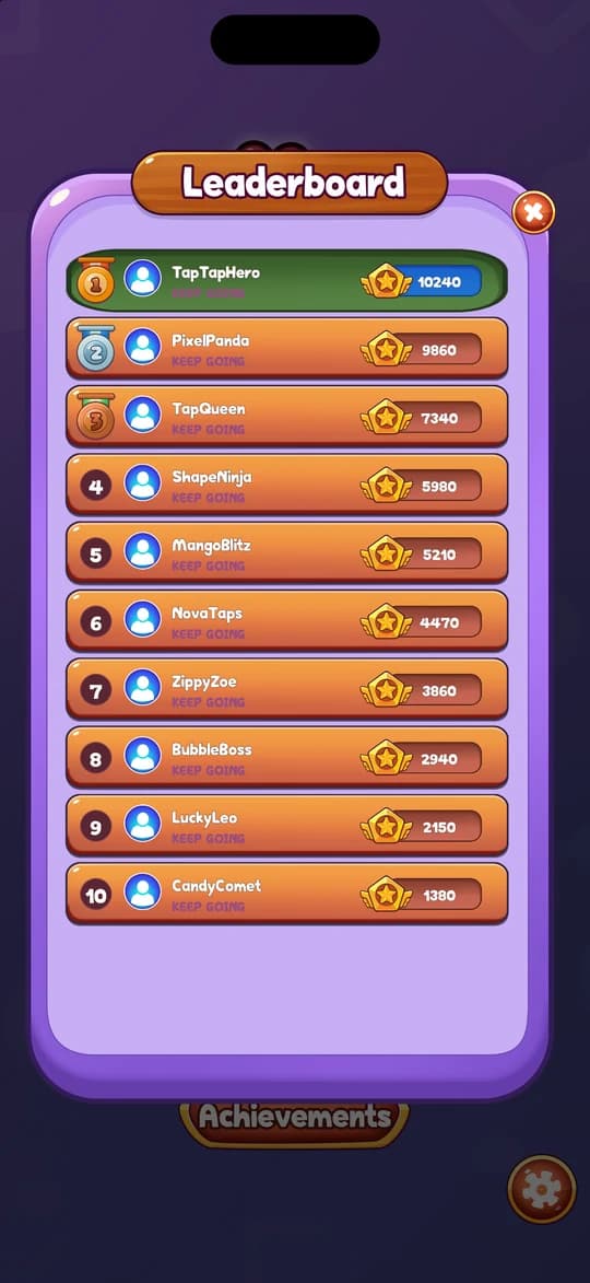 TapTap global leaderboard